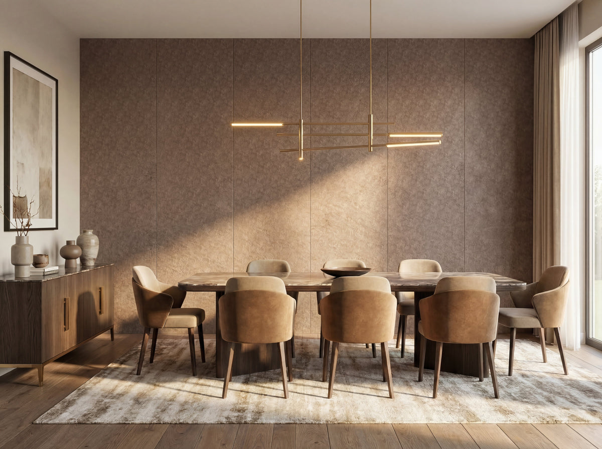 PVC-Wandpaneel Bronze Canyon an einer modernen Esszimmerwand