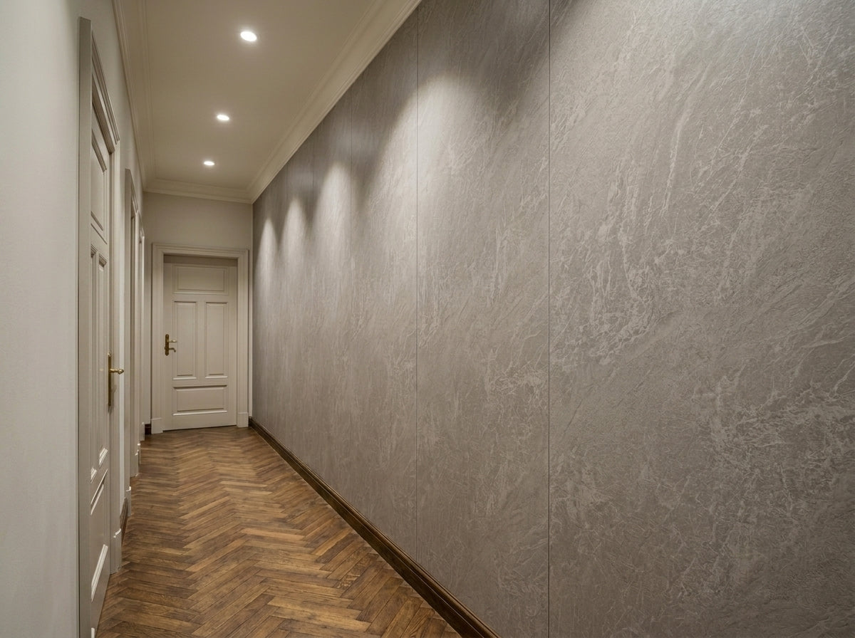 PVC-Wandpaneel Metro Sand an einer Flurwand