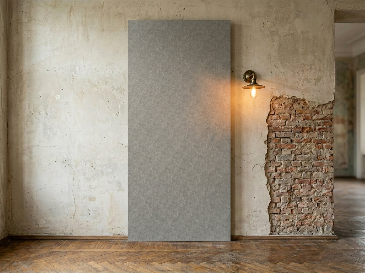 Panel ścienny PVC Soft Dune ustawiony pionowo we wnętrzu w stylu loft