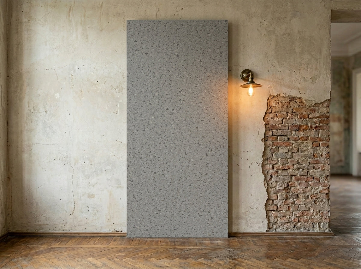 Panel ścienny PVC Steel Canyon ustawiony pionowo we wnętrzu w stylu loft